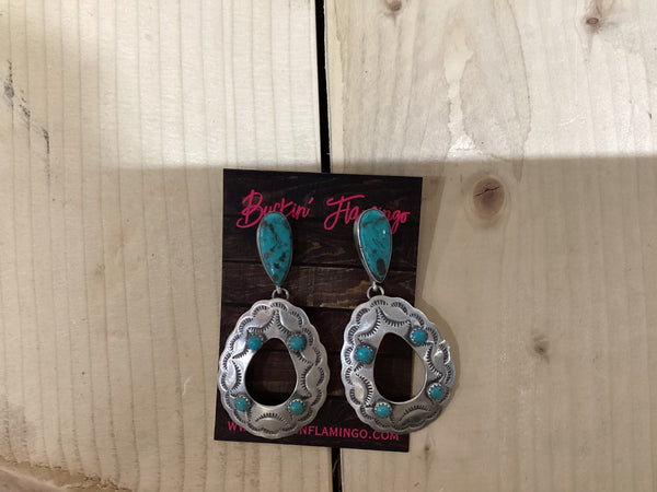 Green Kingman Turquoise Post Earrings by Tahoe